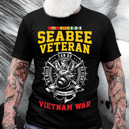 Seabee Veteran Vietnam War T-Shirt – US Navy Can Do We Build We Fight
