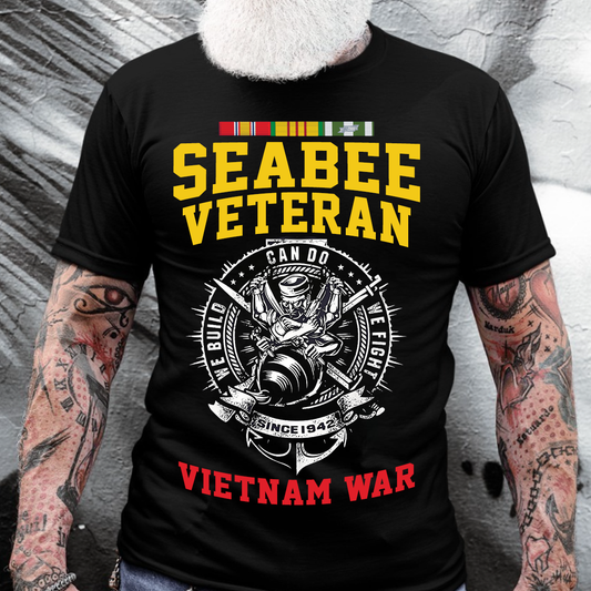 Seabee Veteran Vietnam War T-Shirt – US Navy Can Do We Build We Fight