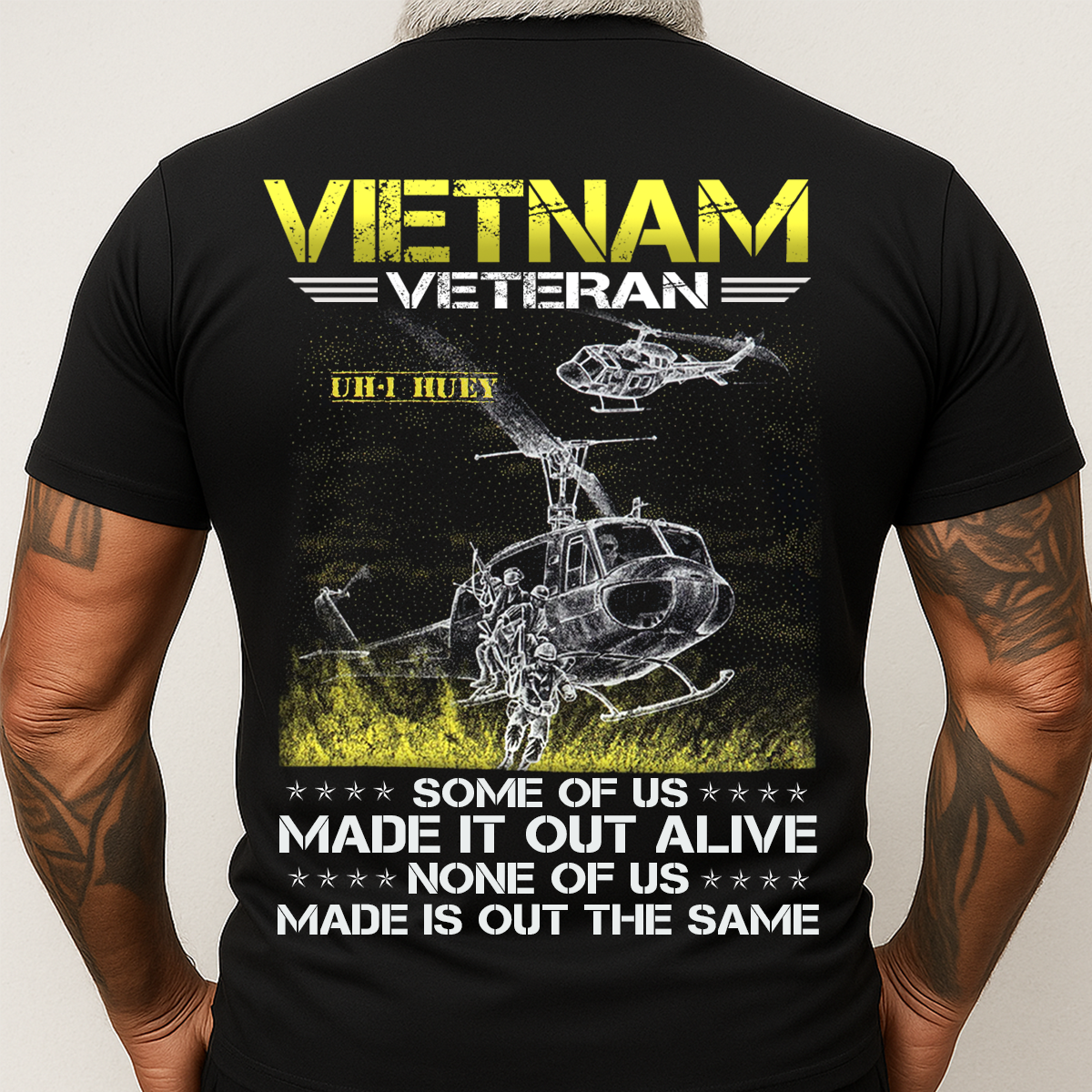 Vietnam Veteran T-Shirt – UH-1 Huey Helicopter Some of Us Made It Out Alive None of Us Made It Out the Same Shirt