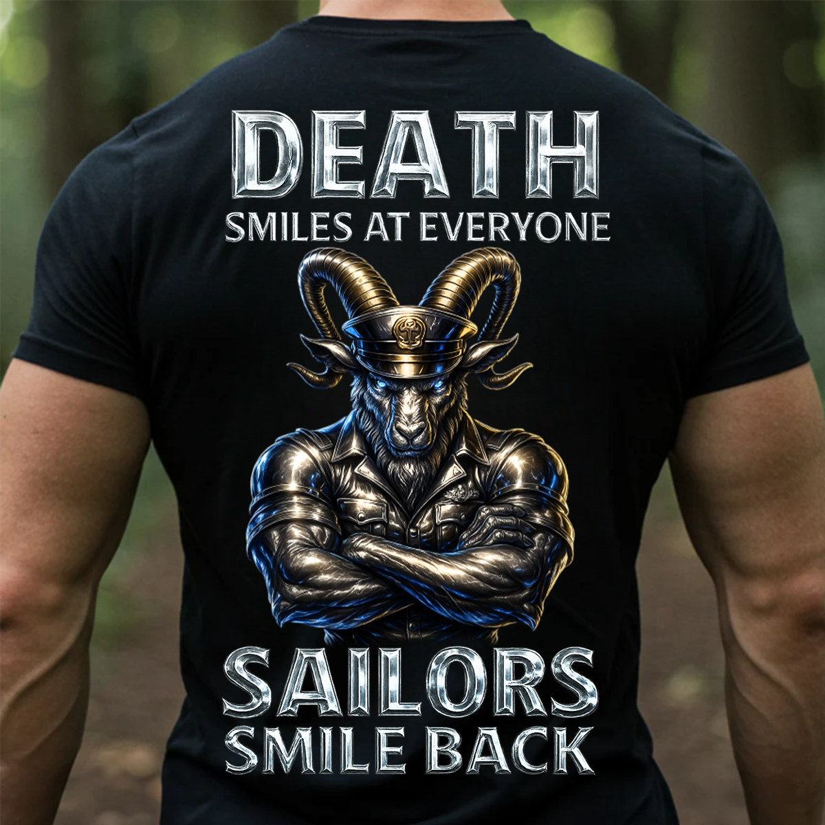 USN Death Smiles at Everyone Sailors Smile Back Military T-Shirt - U.S Navy Goat Tee, Gift For Veteran's Day