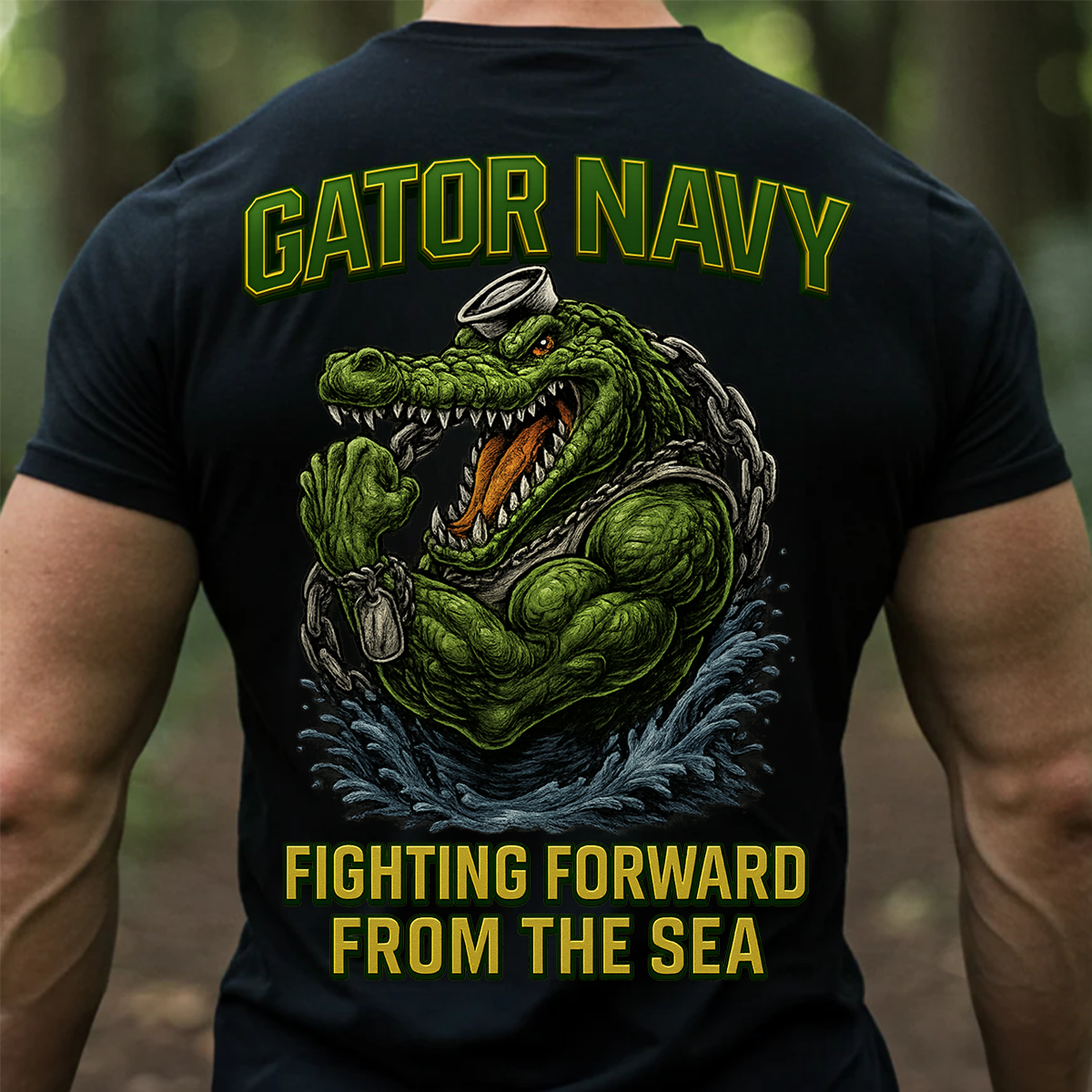 Gator Navy T-Shirt – Fighting Forward From The Sea Military Veteran Graphic Tee