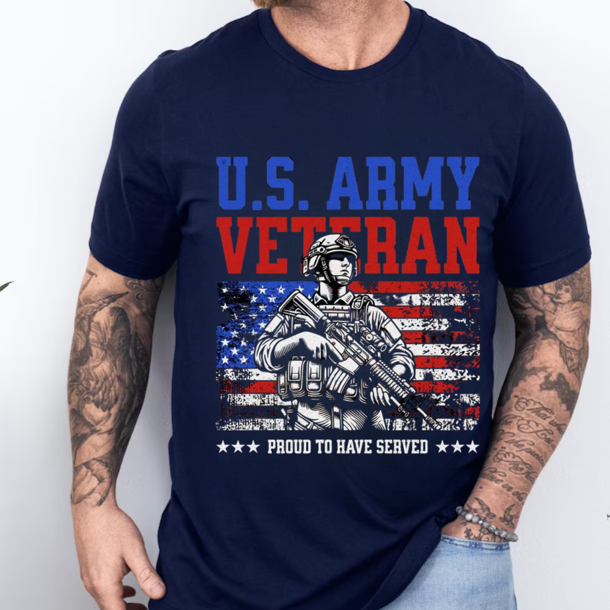 U.S. Army Veteran Shirt – Proud to Have Served – Patriotic American Flag Design – Military Veteran T-shirt