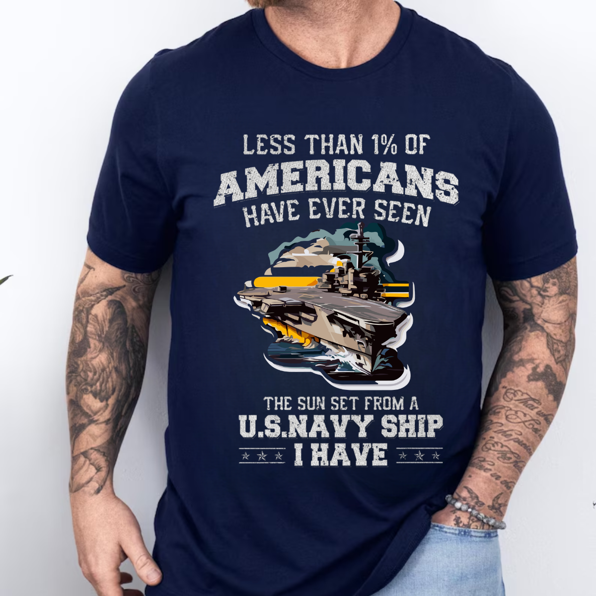 U.S. Navy Ship Sunset T-shirt,  Battleship View, Military Apparel, Veteran Pride