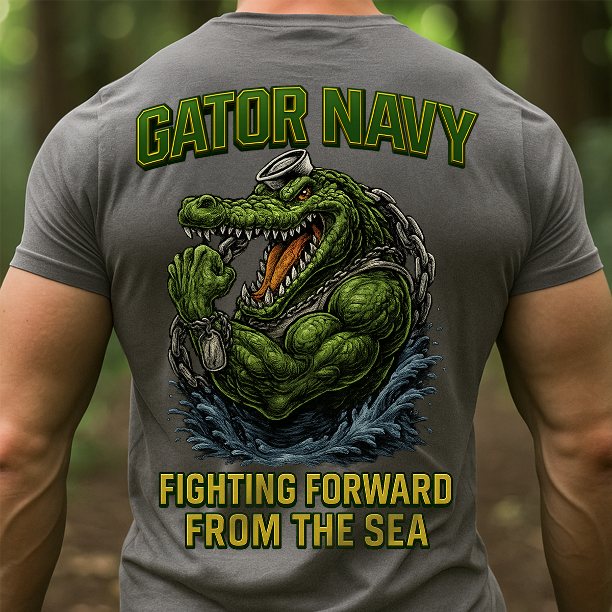Gator Navy T-Shirt – Fighting Forward From The Sea Military Veteran Graphic Tee
