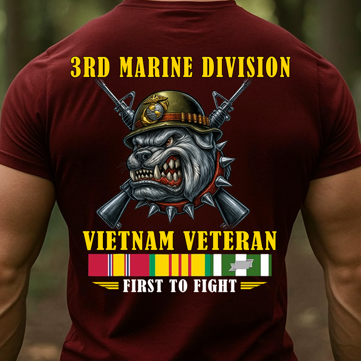 Vietnam Veteran 3rd Marine Division T-Shirt – USMC Bulldog First to Fight Shirt, Gift For Veteran