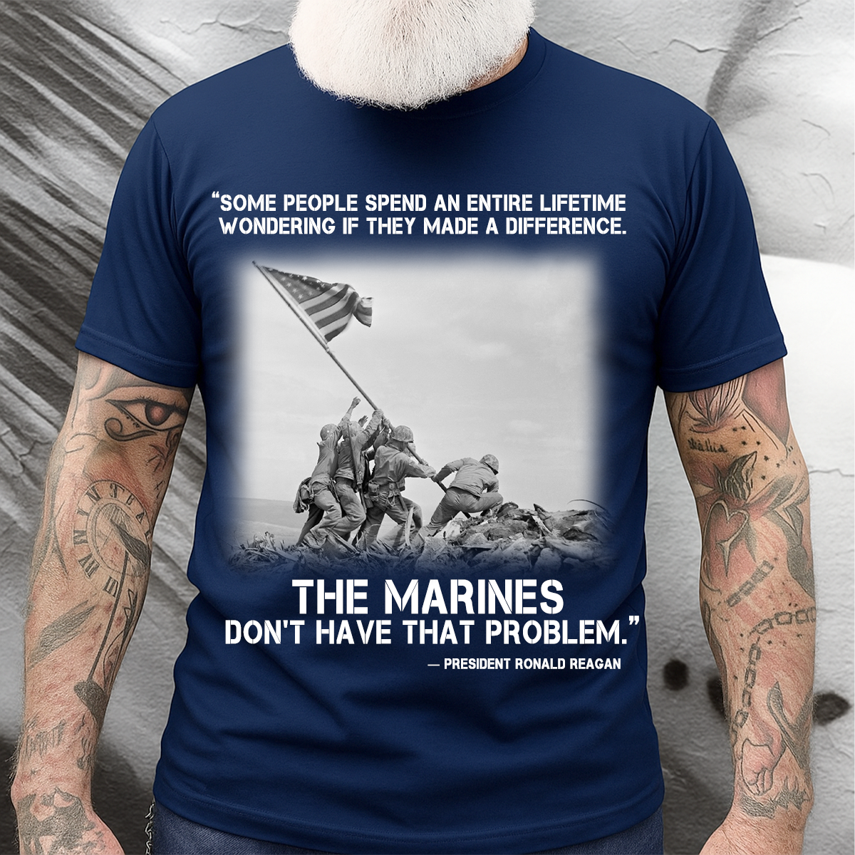 "Some People Spend A Lifetime" – USMC Marines with Iwo Jima Flag Raising T-Shirt, Ronald Reagan Quote Veteran Tee