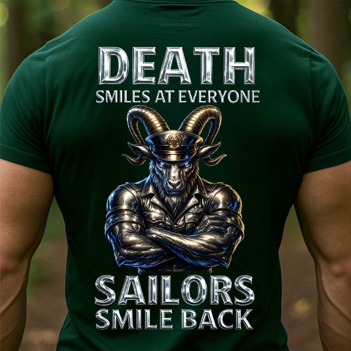 USN Death Smiles at Everyone Sailors Smile Back Military T-Shirt - U.S Navy Goat Tee, Gift For Veteran's Day