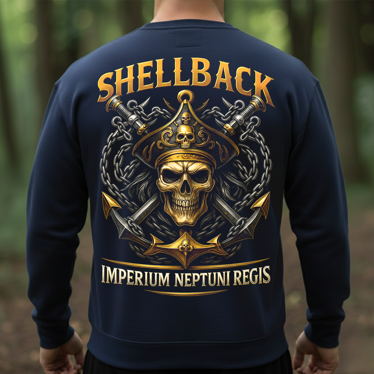 Shellback Navy T-Shirt – Imperium Neptuni Regis Skull Anchor Design | U.S. Navy Veteran Crossing the Line Gift