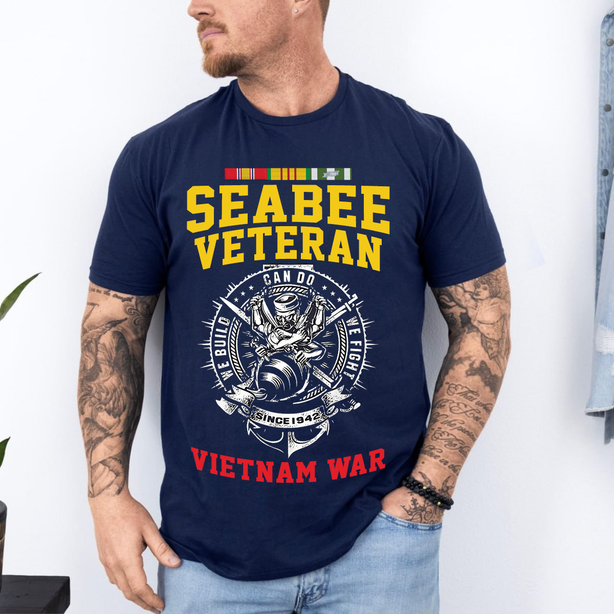 Seabee Veteran Vietnam War T-Shirt – US Navy Can Do We Build We Fight