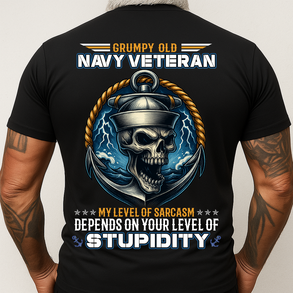 “Grumpy Old Navy Veteran” T-Shirt – Funny Military Sarcasm Tee for US Veterans