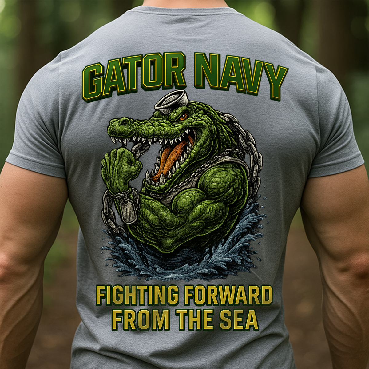 Gator Navy T-Shirt – Fighting Forward From The Sea Military Veteran Graphic Tee