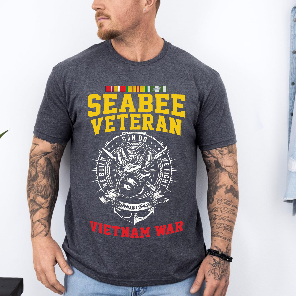 Seabee Veteran Vietnam War T-Shirt – US Navy Can Do We Build We Fight