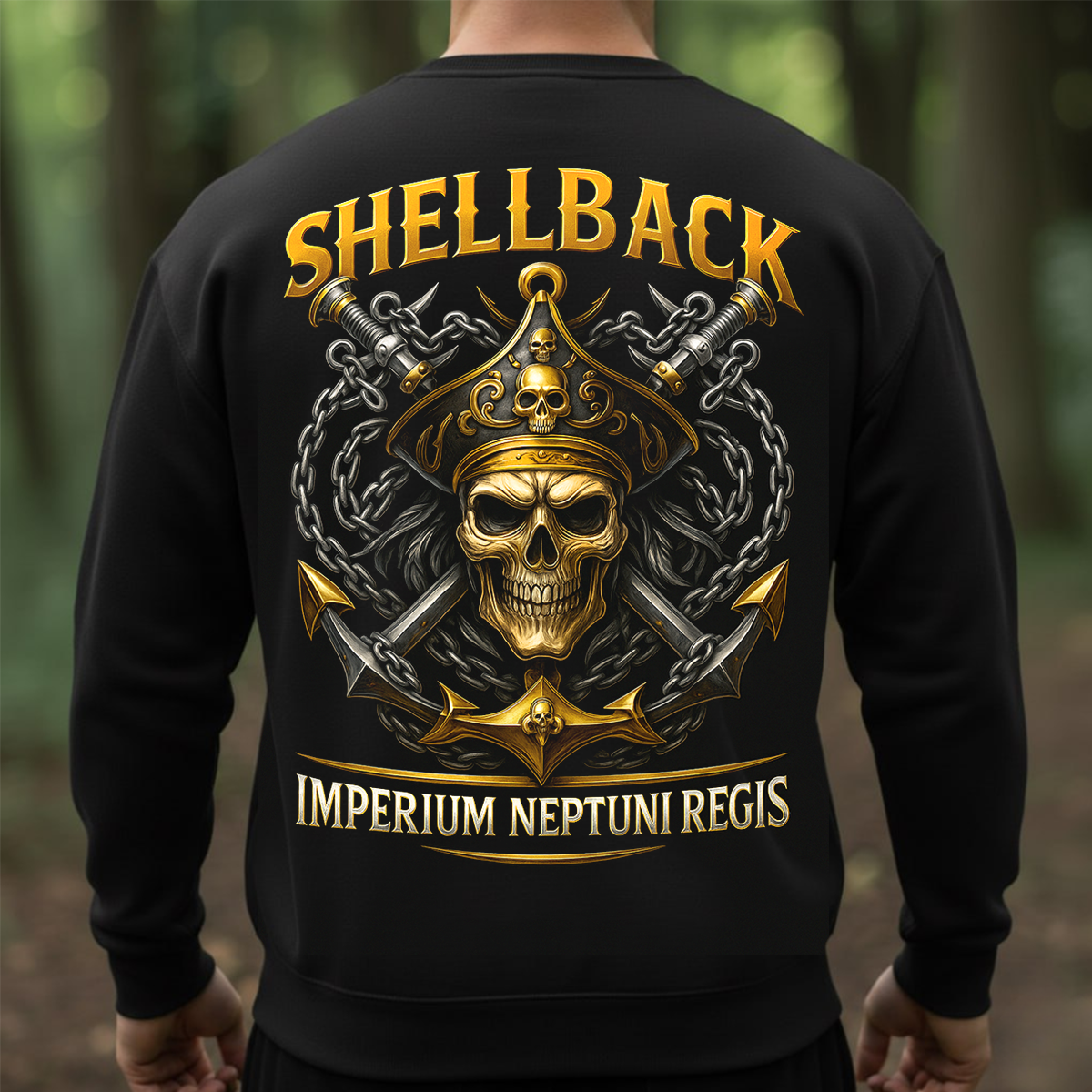 Shellback Navy T-Shirt – Imperium Neptuni Regis Skull Anchor Design | U.S. Navy Veteran Crossing the Line Gift