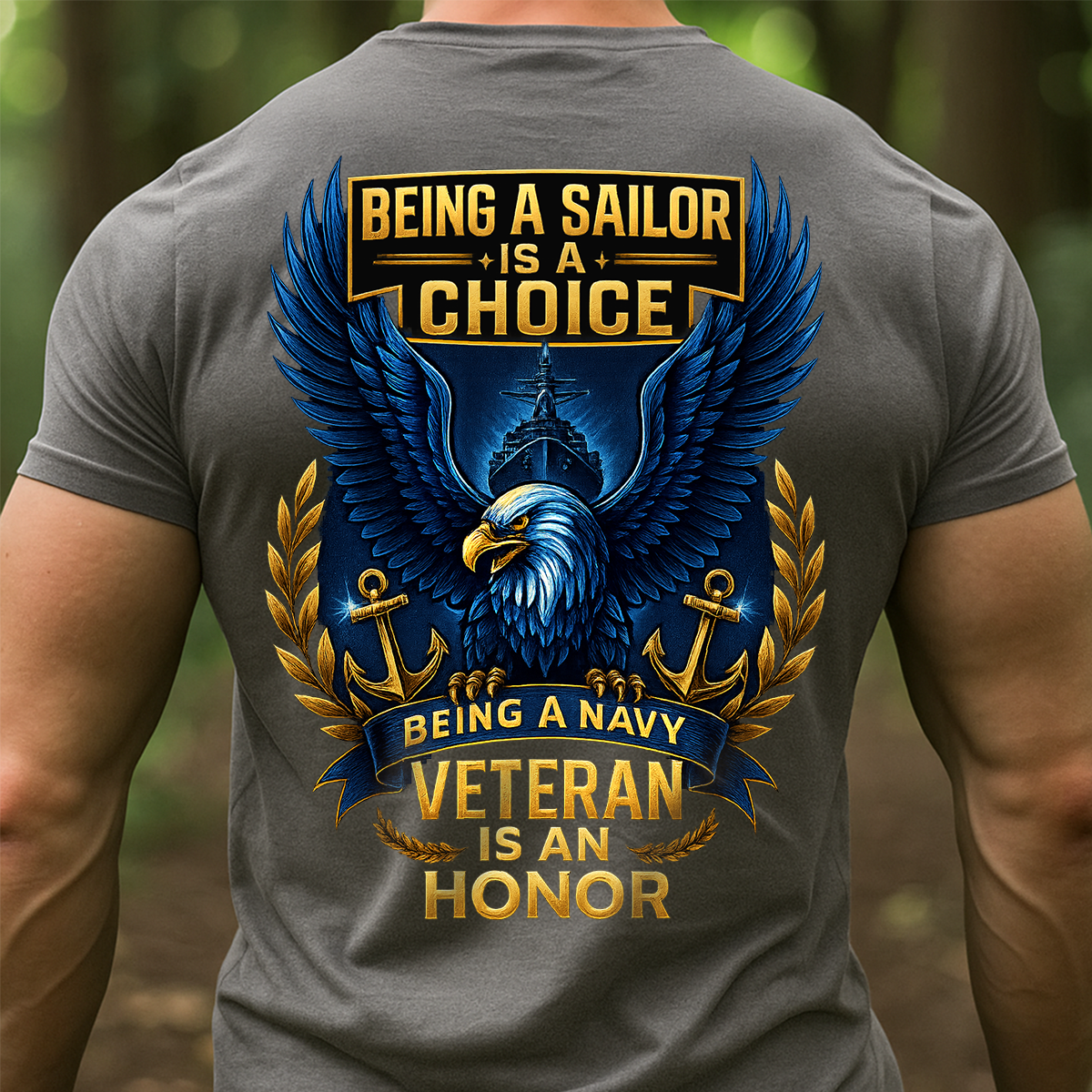 "Being a Navy Veteran Is an Honor" T-Shirt – Patriotic US Navy Sailor Gift for Veterans