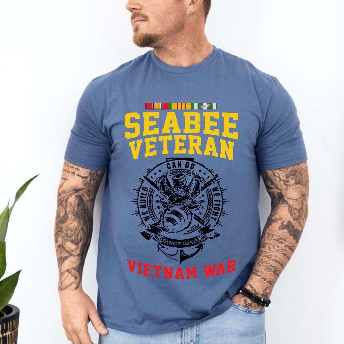 Seabee Veteran Vietnam War T-Shirt – US Navy Can Do We Build We Fight