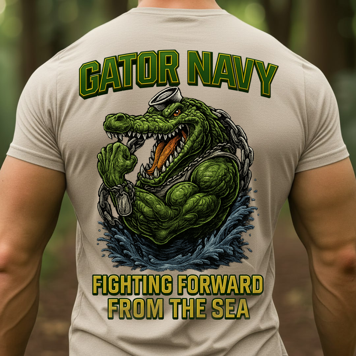 Gator Navy T-Shirt – Fighting Forward From The Sea Military Veteran Graphic Tee