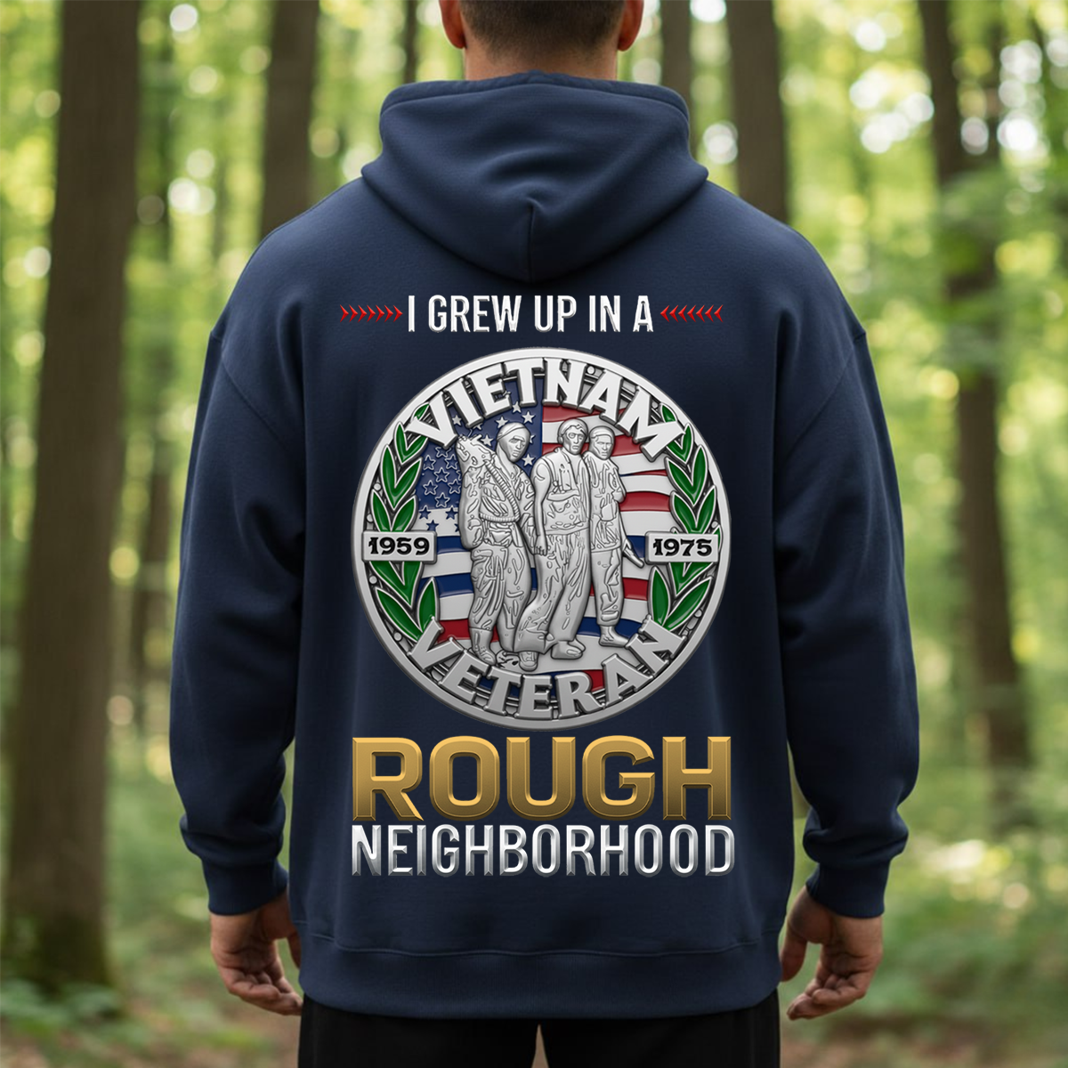 I Grew Up in a Rough Neighborhood Vietnam Veteran Shirt -  Proud US Veteran Apparel Gift