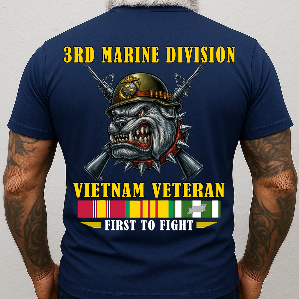 Vietnam Veteran 3rd Marine Division T-Shirt – USMC Bulldog First to Fight Shirt, Gift For Veteran