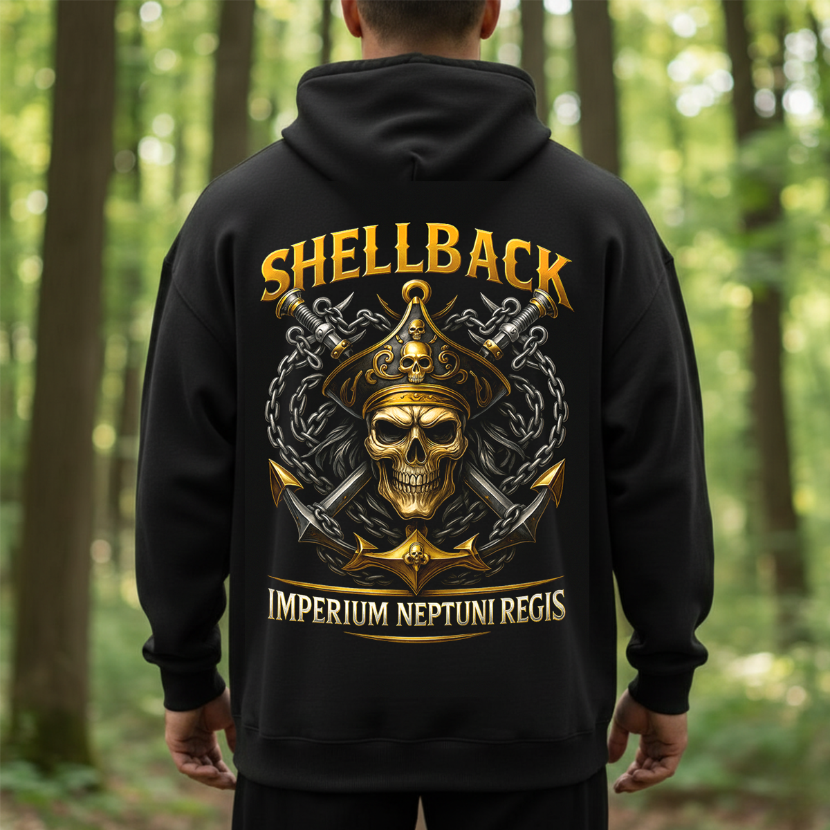 Shellback Navy T-Shirt – Imperium Neptuni Regis Skull Anchor Design | U.S. Navy Veteran Crossing the Line Gift