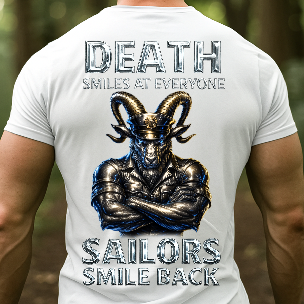 USN Death Smiles at Everyone Sailors Smile Back Military T-Shirt - U.S Navy Goat Tee, Gift For Veteran's Day