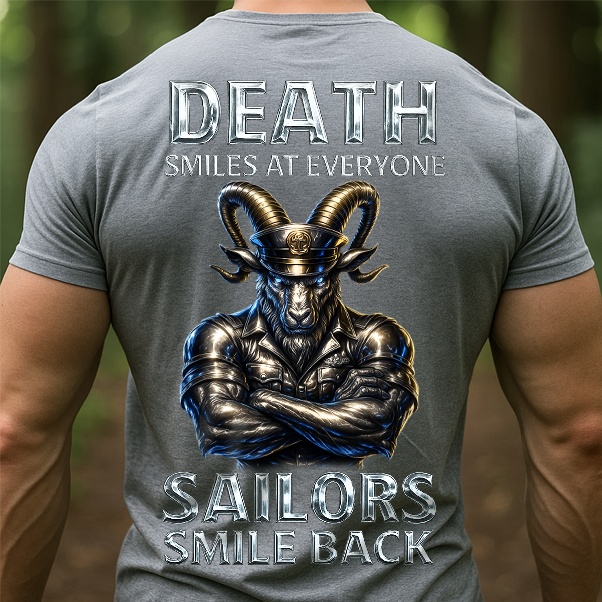 USN Death Smiles at Everyone Sailors Smile Back Military T-Shirt - U.S Navy Goat Tee, Gift For Veteran's Day