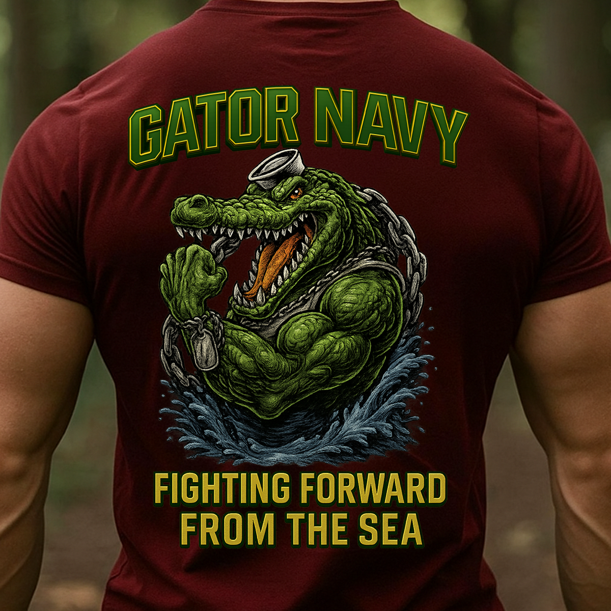 Gator Navy T-Shirt – Fighting Forward From The Sea Military Veteran Graphic Tee