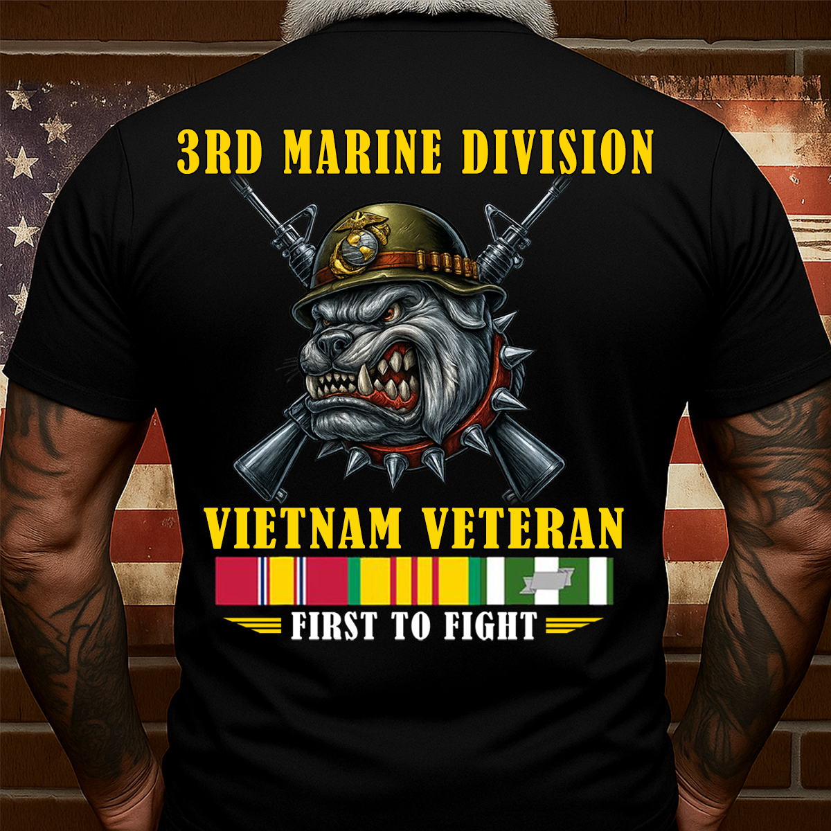 Vietnam Veteran 3rd Marine Division T-Shirt – USMC Bulldog First to Fight Shirt, Gift For Veteran