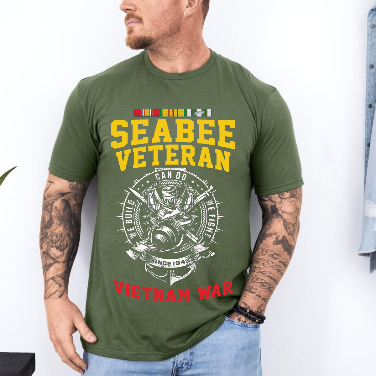 Seabee Veteran Vietnam War T-Shirt – US Navy Can Do We Build We Fight