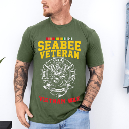 Seabee Veteran Vietnam War T-Shirt – US Navy Can Do We Build We Fight