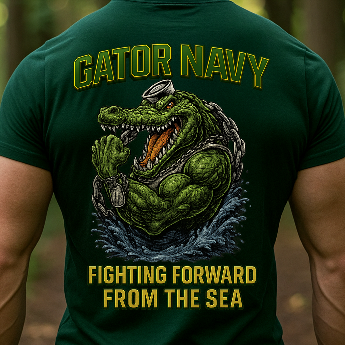 Gator Navy T-Shirt – Fighting Forward From The Sea Military Veteran Graphic Tee