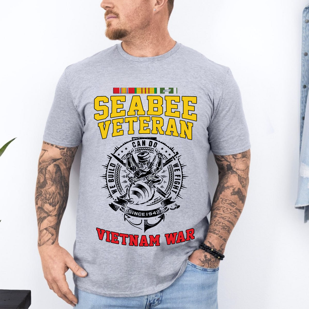Seabee Veteran Vietnam War T-Shirt – US Navy Can Do We Build We Fight