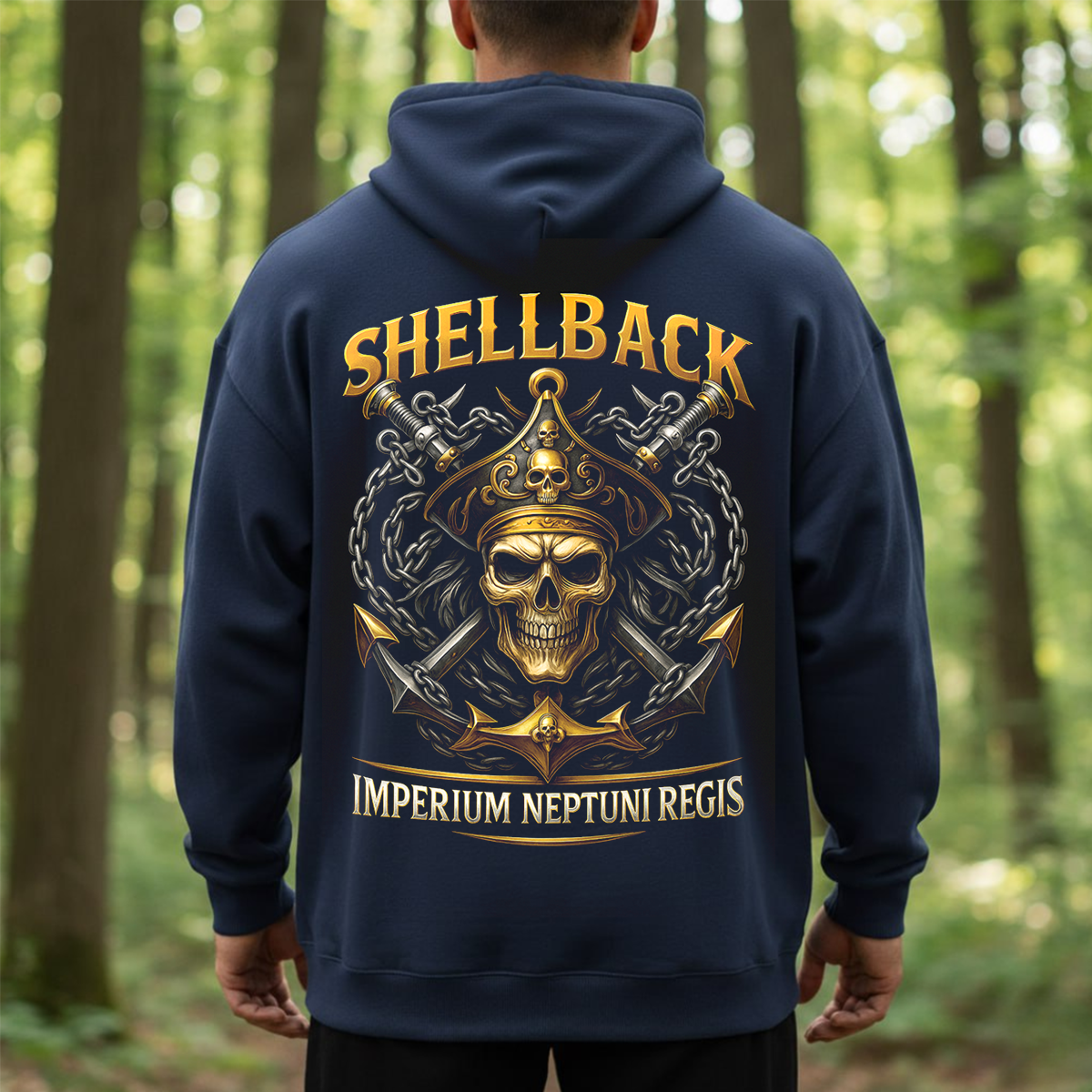 Shellback Navy T-Shirt – Imperium Neptuni Regis Skull Anchor Design | U.S. Navy Veteran Crossing the Line Gift