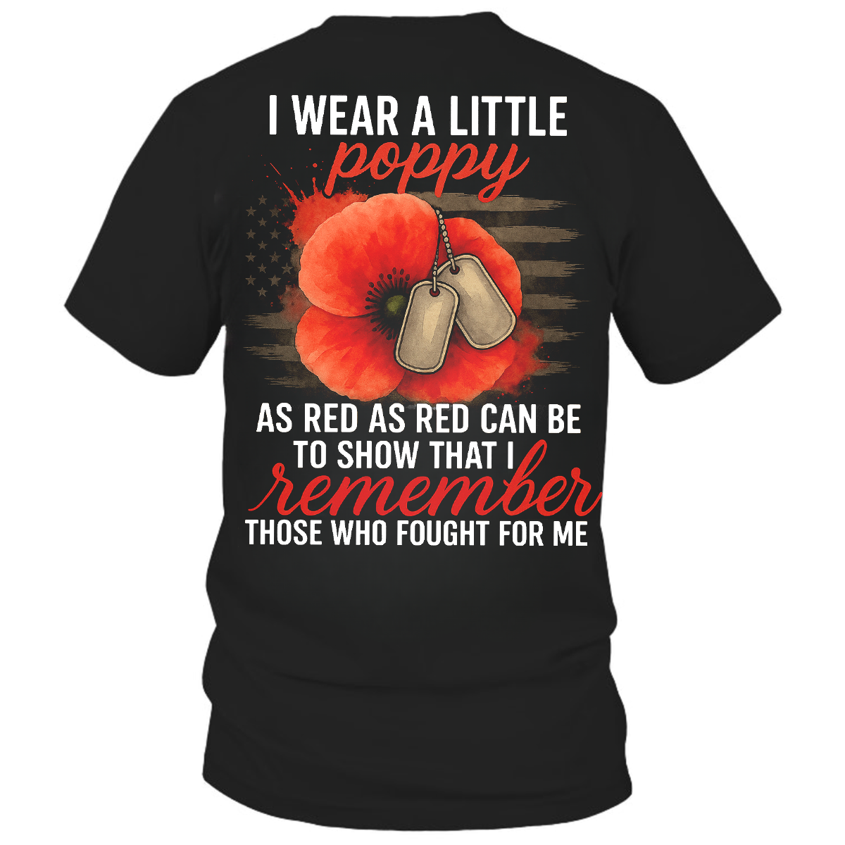 I Wear Red Poppy Flower Remember With Distressed Flag Veteran T Shirt, American Tee
