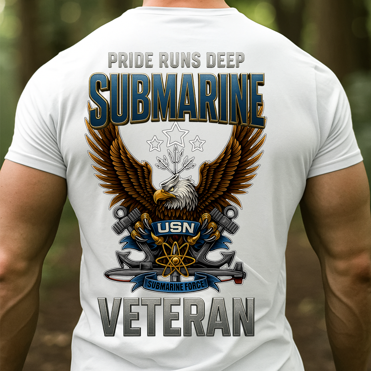 Pride Runs Deep Submarine Veteran T-Shirt – USN Eagle Emblem Navy Submarine Force Military Gift