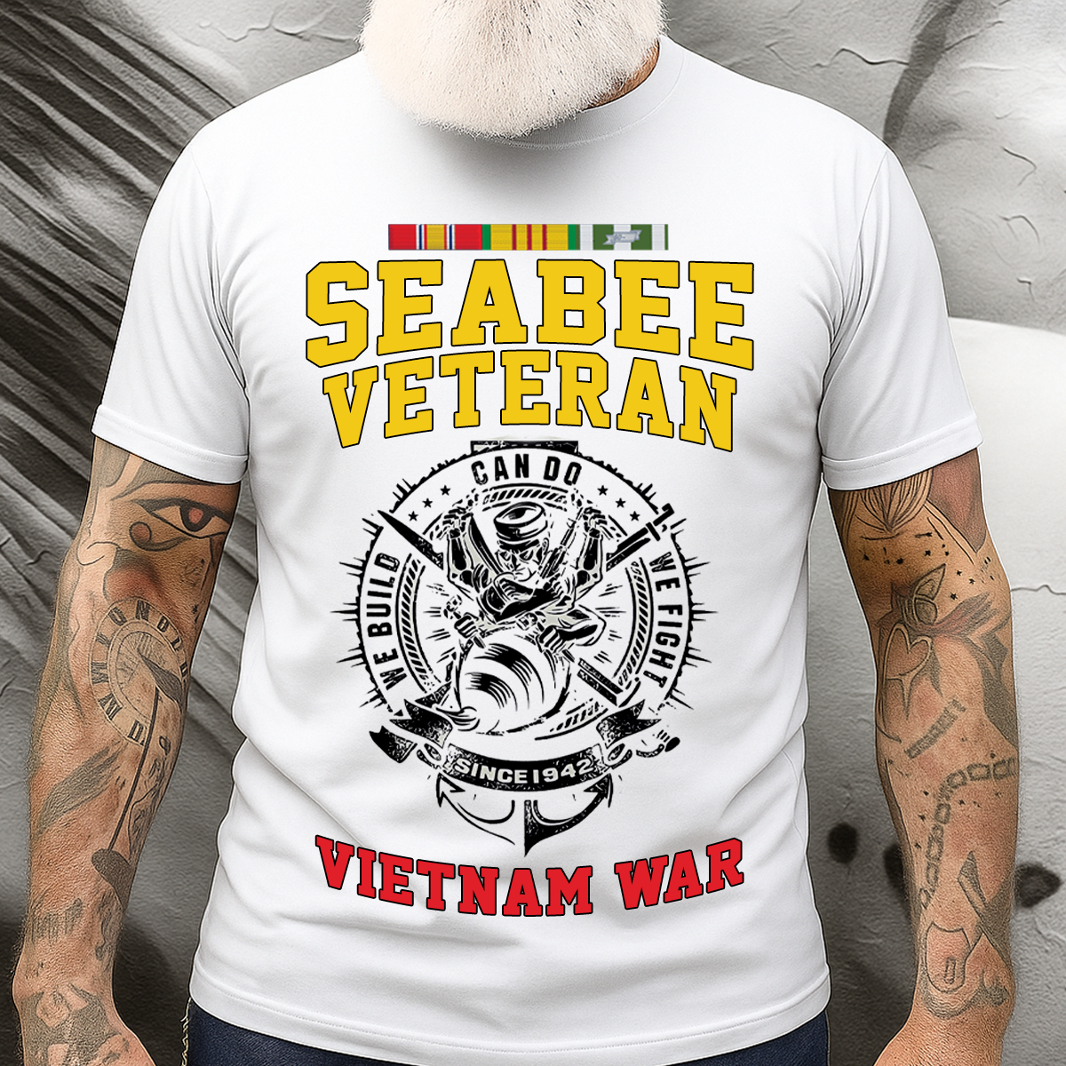 Seabee Veteran Vietnam War T-Shirt – US Navy Can Do We Build We Fight