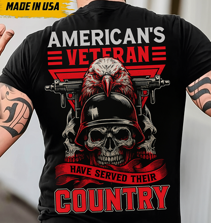 American Veteran Patriotic T-Shirt Gift for Dad and Grandpa | Bald Eagle Skull Soldier Design Honoring Military Heroes Who Served Their Country