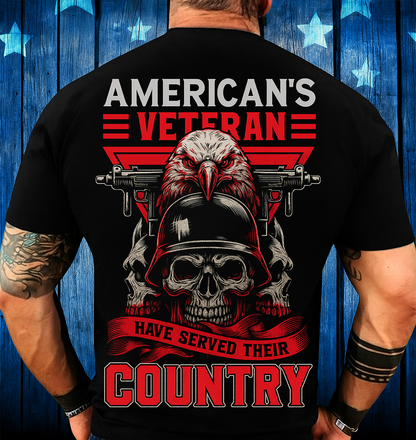 American Veteran Patriotic T-Shirt Gift for Dad and Grandpa | Bald Eagle Skull Soldier Design Honoring Military Heroes Who Served Their Country