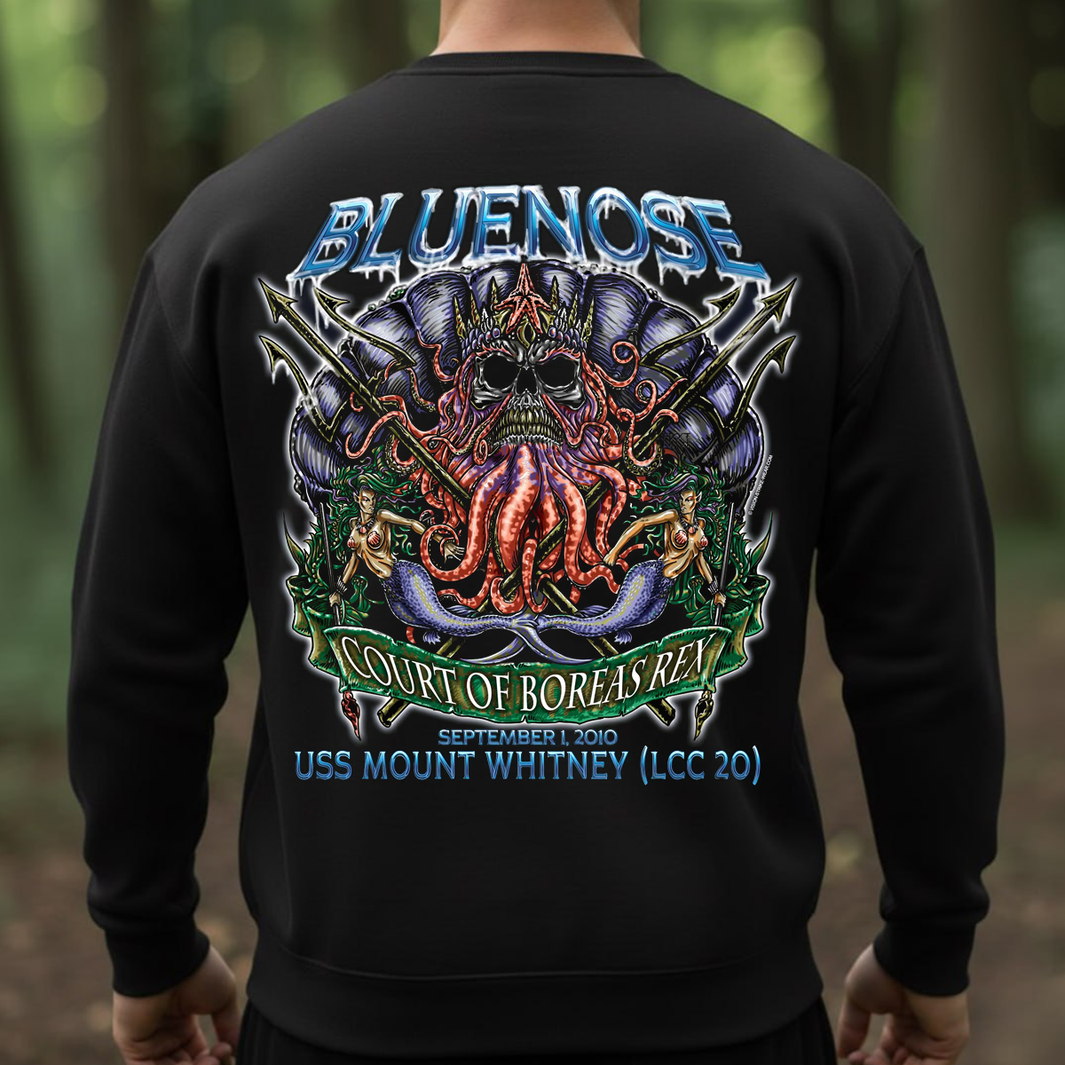 Bluenose Navy Veteran T-shirt, Sweatshirt, Hoodie – Court of Boreas Rex USS Mount Whitney (LCC 20)