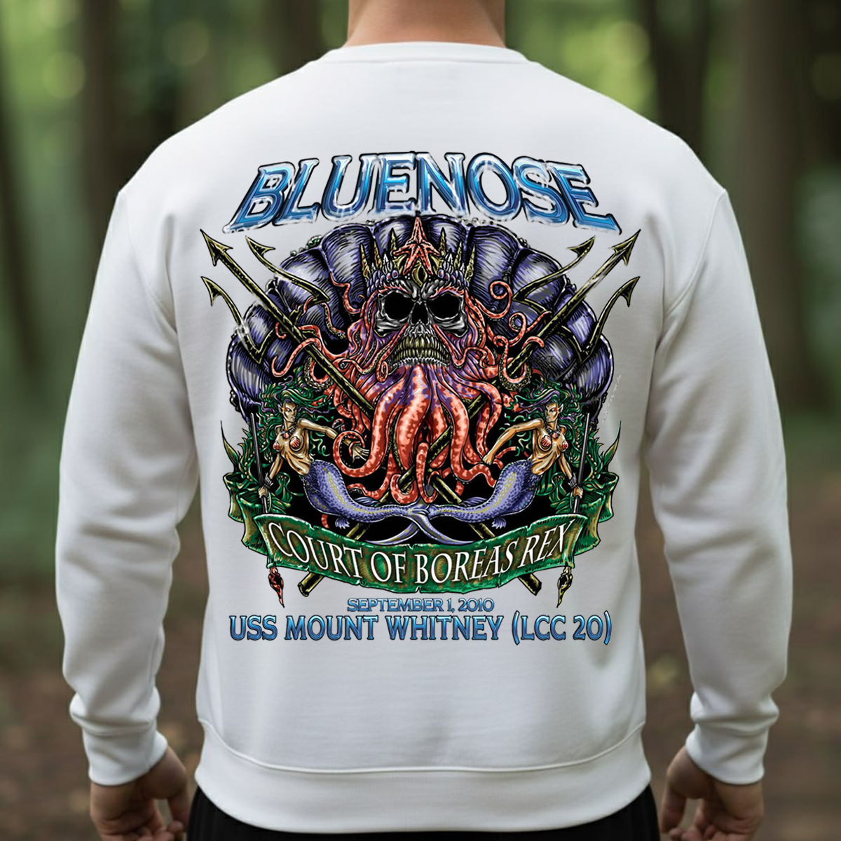 Bluenose Navy Veteran T-shirt, Sweatshirt, Hoodie – Court of Boreas Rex USS Mount Whitney (LCC 20)