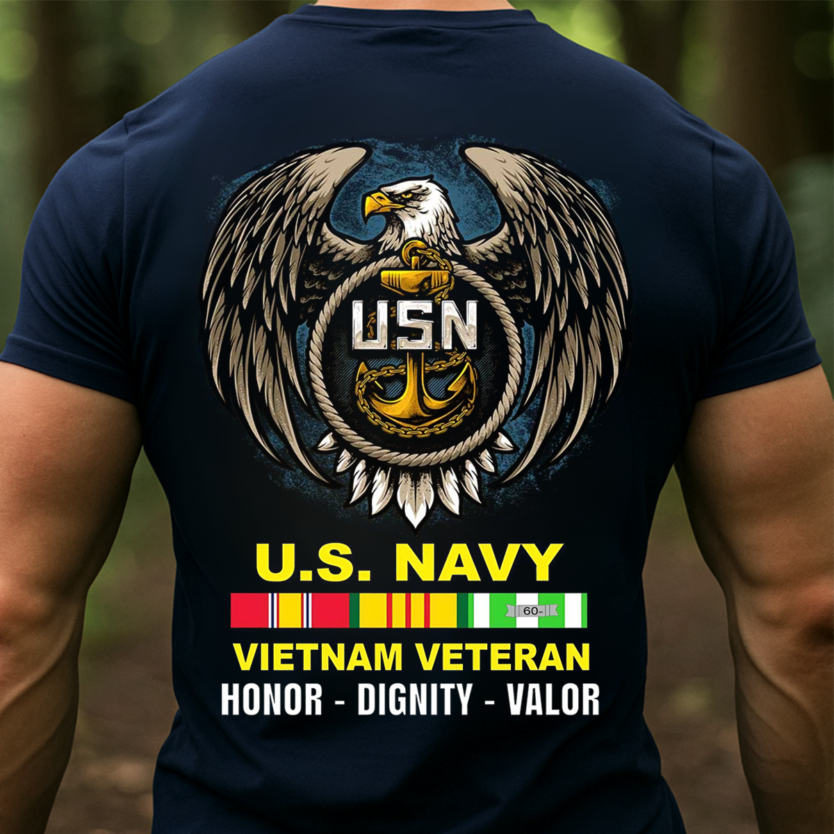 U.S. Navy Vietnam Veteran Shirt – Eagle & Anchor Emblem – Honor Dignity Valor