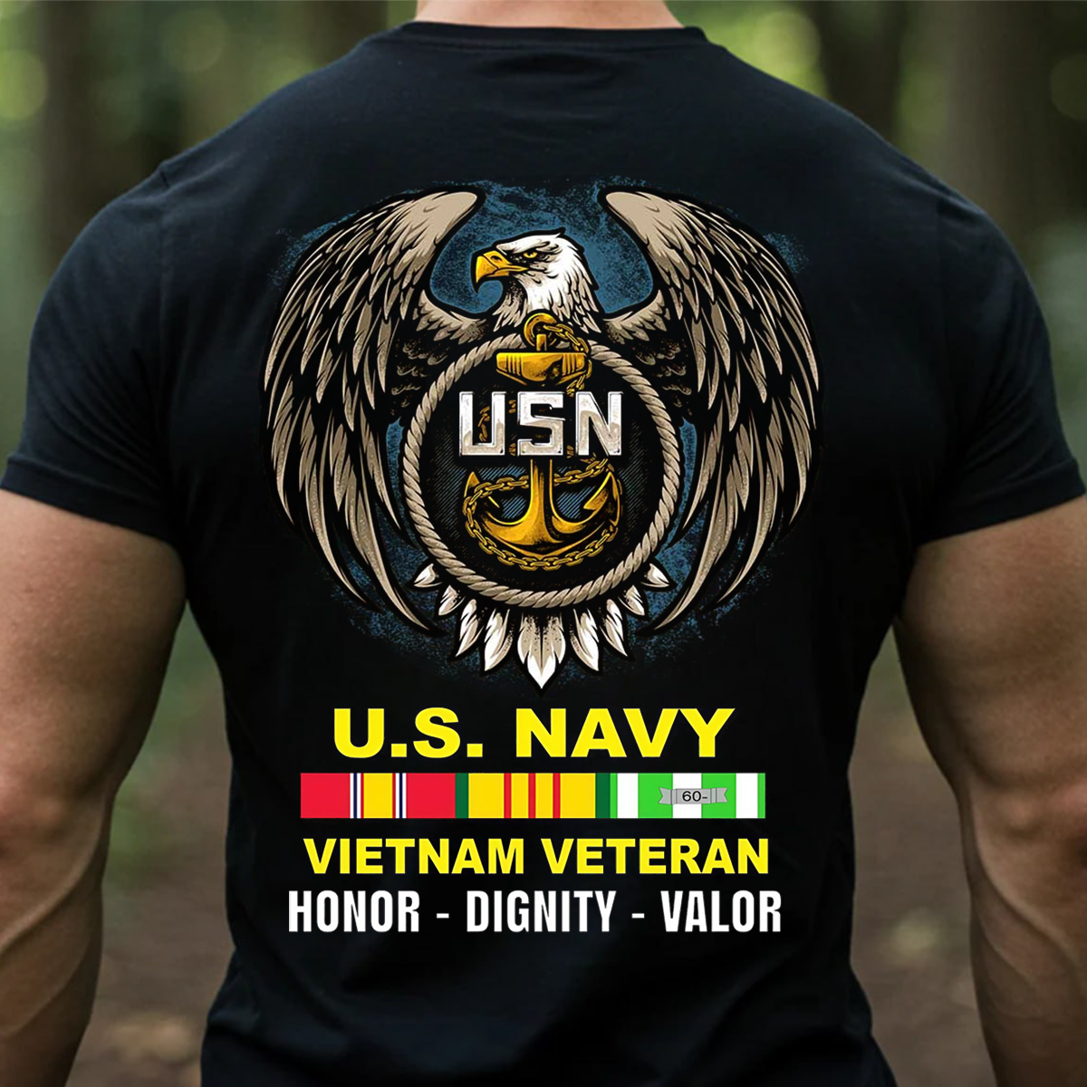 U.S. Navy Vietnam Veteran Shirt – Eagle & Anchor Emblem – Honor Dignity Valor
