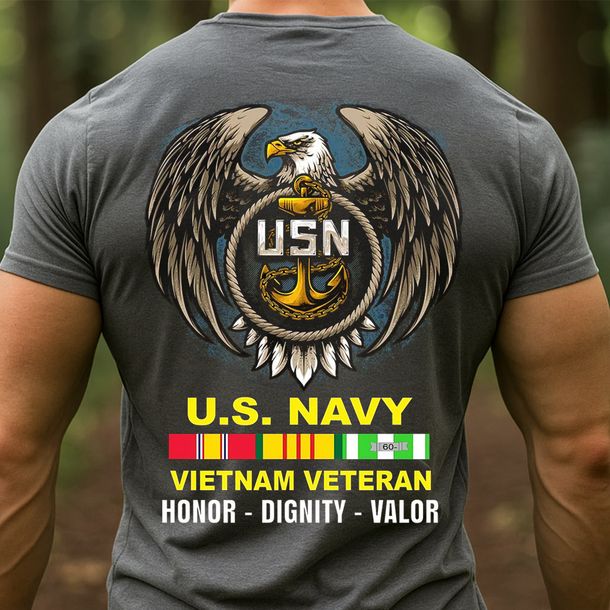 U.S. Navy Vietnam Veteran Shirt – Eagle & Anchor Emblem – Honor Dignity Valor