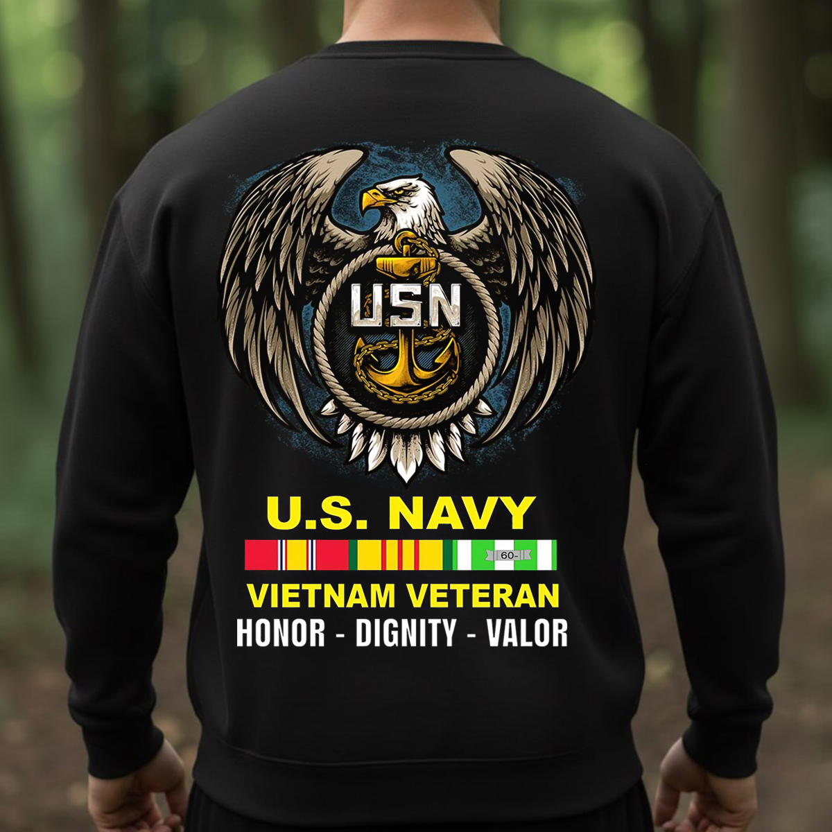 U.S. Navy Vietnam Veteran Shirt – Eagle & Anchor Emblem – Honor Dignity Valor