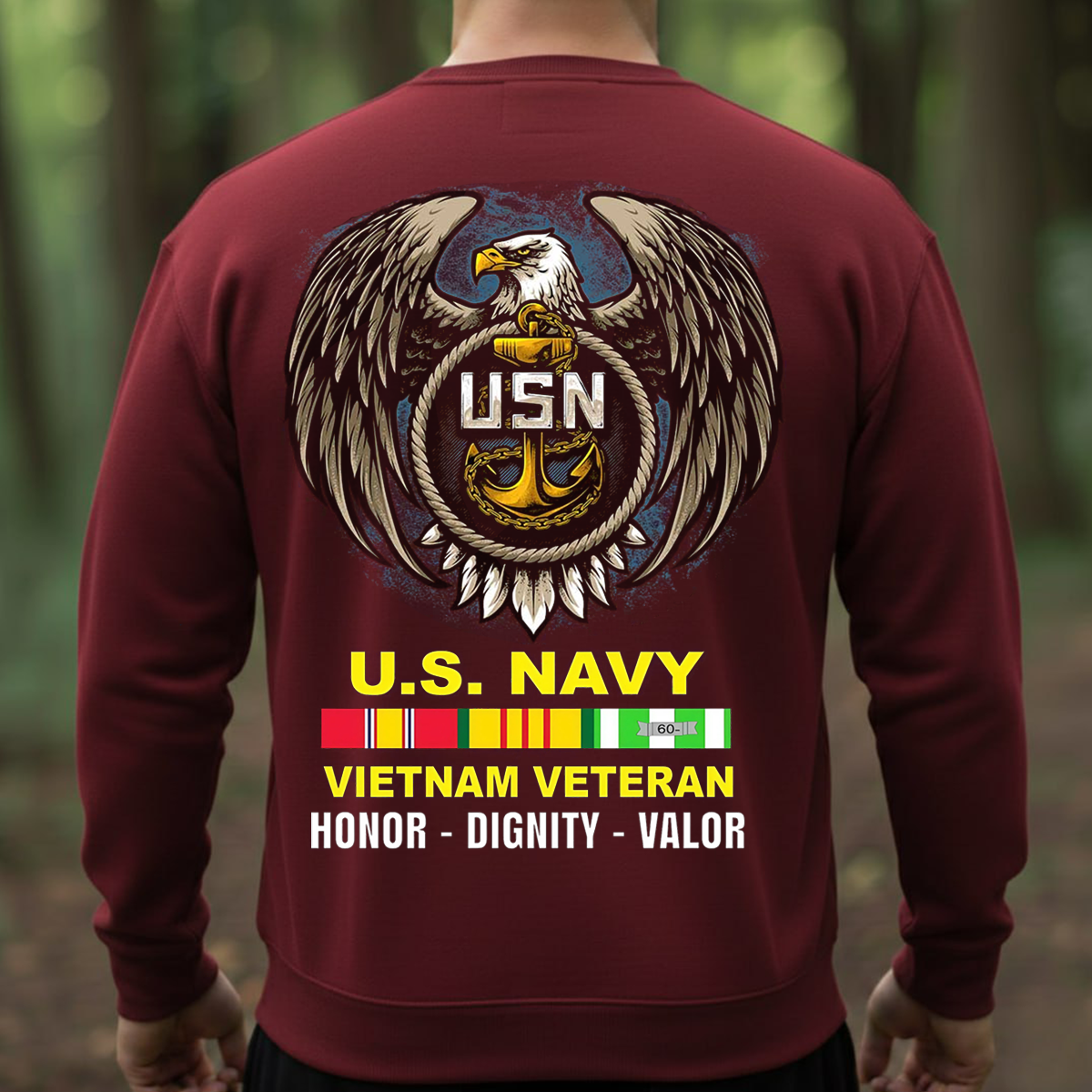 U.S. Navy Vietnam Veteran Shirt – Eagle & Anchor Emblem – Honor Dignity Valor