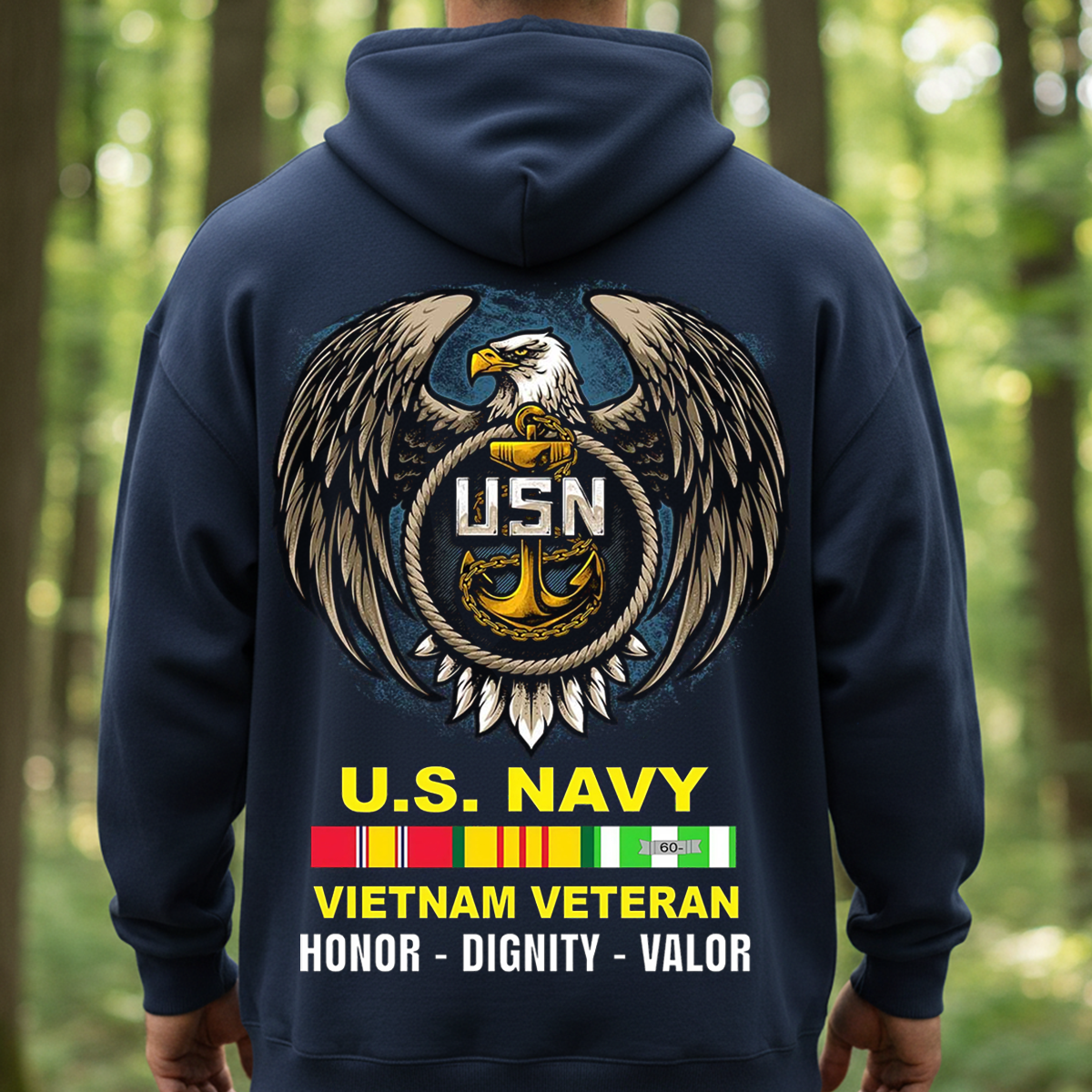 U.S. Navy Vietnam Veteran Shirt – Eagle & Anchor Emblem – Honor Dignity Valor