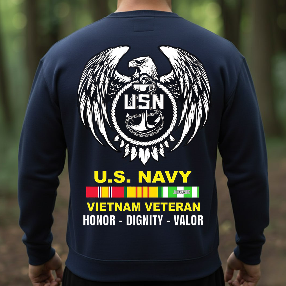 Vietnam Veteran U.S. Navy Shirt, Sweatshirt, Hoodie – American Eagle Anchor Design – Honor Valor Pride