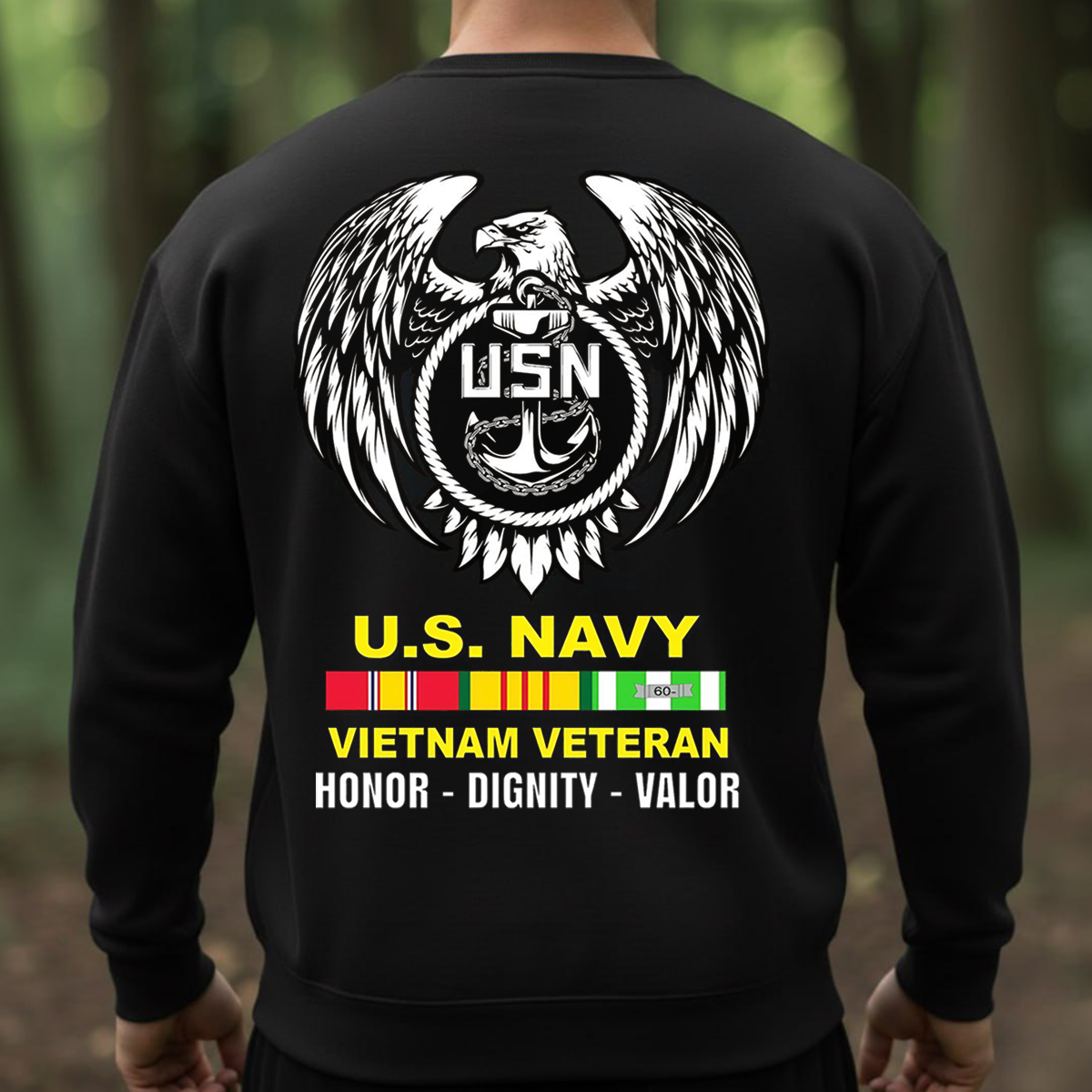 Vietnam Veteran U.S. Navy Shirt, Sweatshirt, Hoodie – American Eagle Anchor Design – Honor Valor Pride