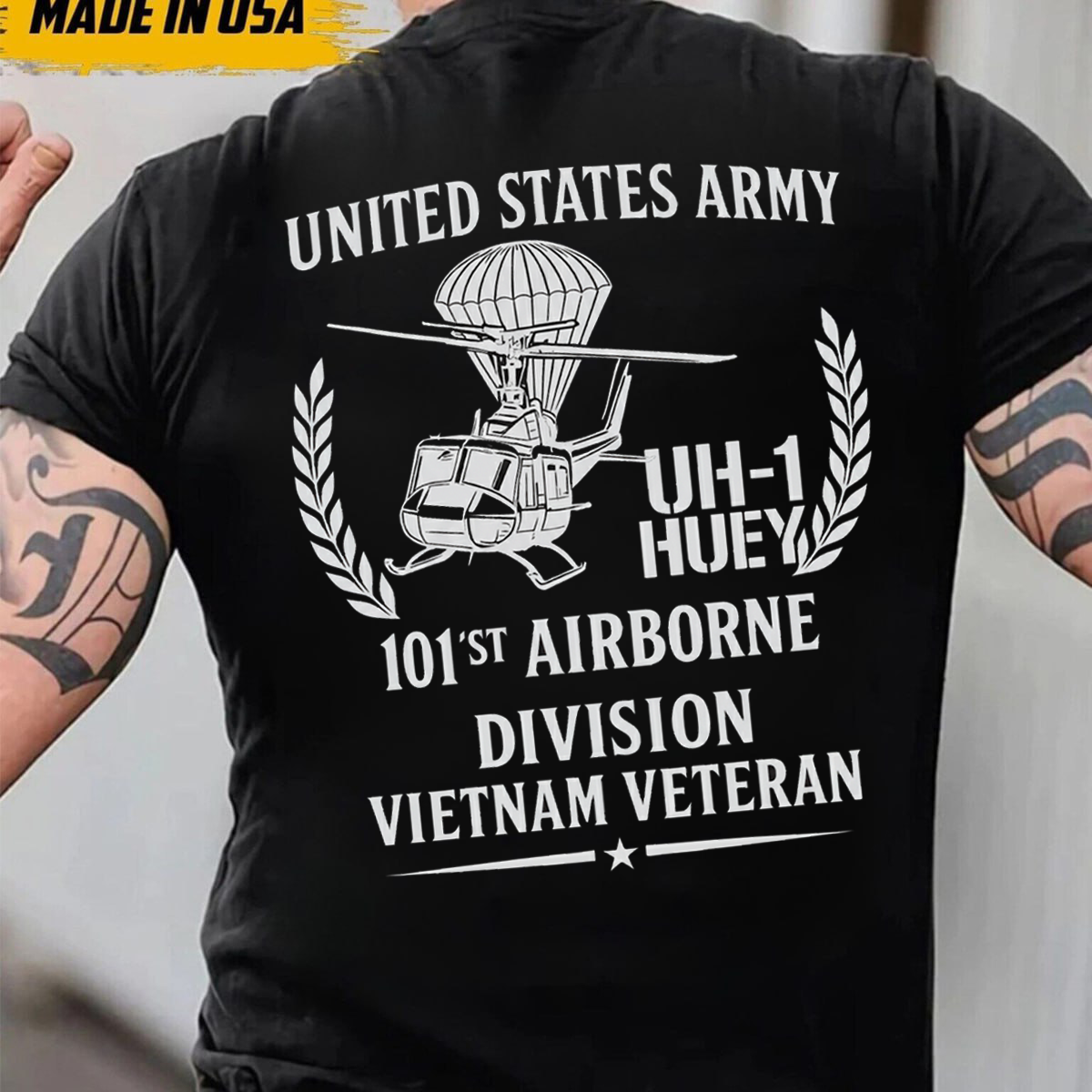 US Army 101st Airborne Vietnam Veteran T-Shirt – UH-1 Huey Helicopter Tee, Gift for Veterans Day