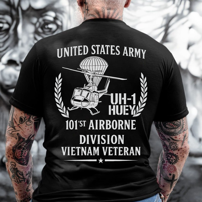 US Army 101st Airborne Vietnam Veteran T-Shirt – UH-1 Huey Helicopter Tee, Gift for Veterans Day