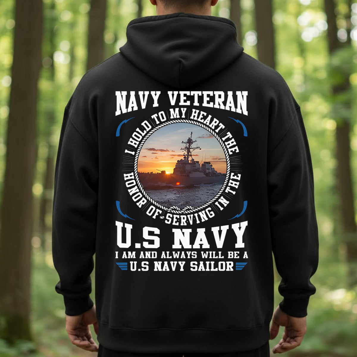 Navy Veteran T-Shirt, Hoodie, Sweatshirt – I Hold to My Heart the Honor of Serving in the U.S. Navy – Proud U.S. Navy Sailor Military Veteran Apparel for Men